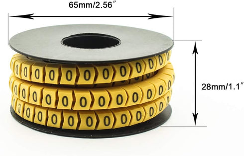 10 Rolls of 0-9 Number Tube, Yellow Flexible PVC Concave Cable Wire Markers Label Tag (6mm2)