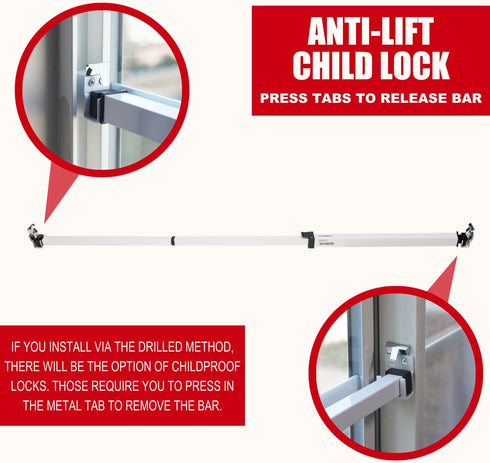 (14.25" 37") SecurityMan Window Security Bar - Easy Install for Horizontal/Vertical Windows - Adjustable Window Lock