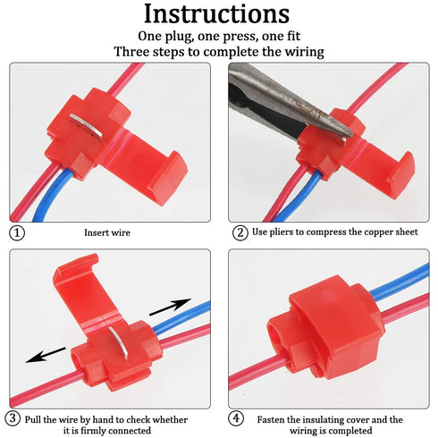 180Pcs Quick Splice Wire Connectors - Solderless Snap Wire Connector, Electrical Wire Splice Connector, Insulated Wire