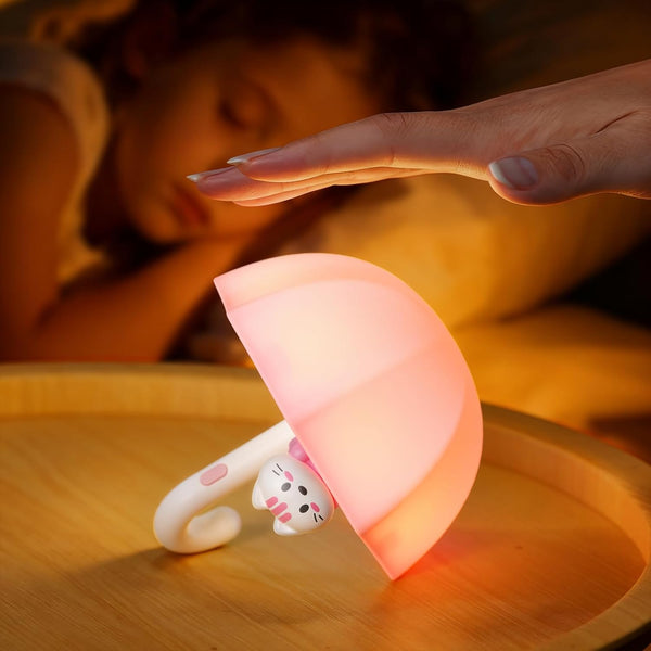 LED Umbrella Night Light, Rechargeable Touch Lamp for Nursery, Bedside Lamp with