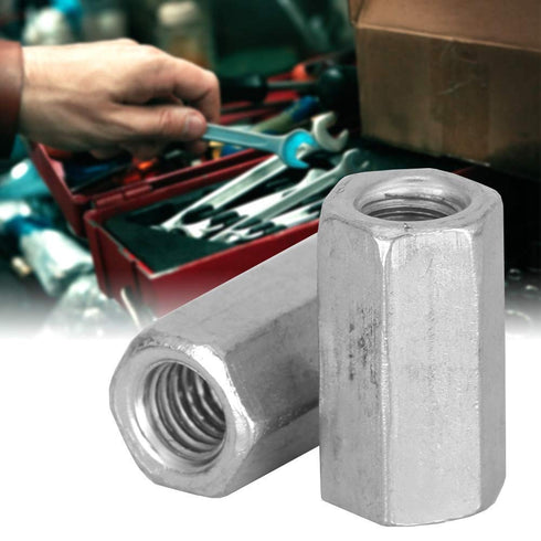 M6 Straight Fitting Nut Coupling, Hex Zinc Plated, 10pcs (M6 X18mm)