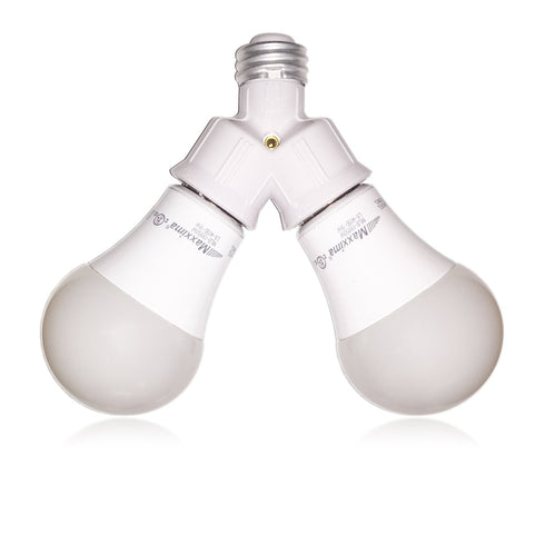 Maxxima Light Bulb Socket Splitter - 1-into-2 Converter for LED, CFL, Incandescent E26 and E27 Bulbs, 3 Pack