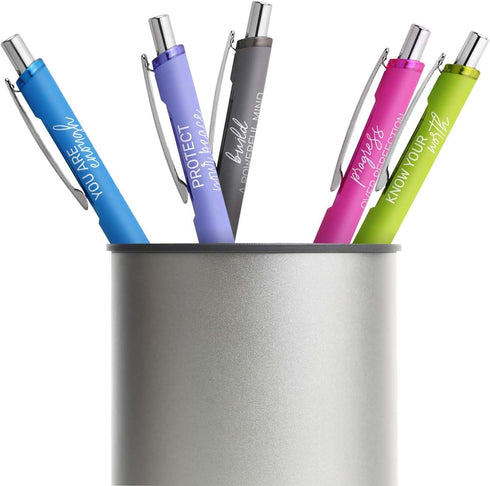 Canopy Street Multi Color Affirmation Gel Pen Set, 5 Black Ink Gel Glide Pens, Encouraging Colorful Office Supplies
