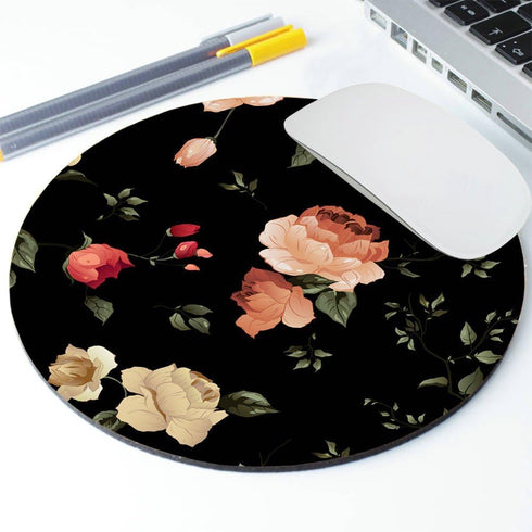 Autumn Round Mousepad, Beautiful Floral Design for Office Use