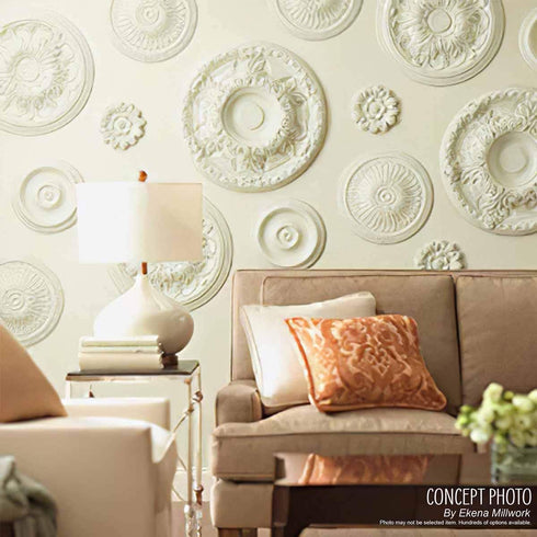 Ekena Millwork CM13OR Orrington Ceiling Medallion, 13 1/4"OD x 6 5/8"ID x 1 1/8"P, Factory Primed Finish