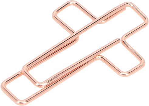 Fdit 100PCS Cross Paper Clips, Rose Gold Metal Clamps for Document Sorting & Organizing at Office, School