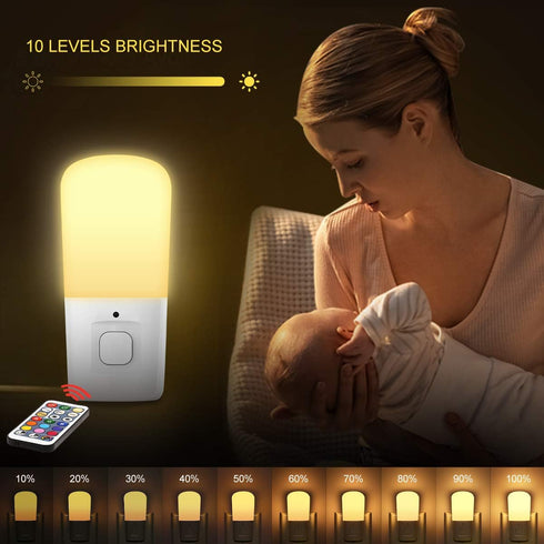 Dimmable 2Pack L LOHAS LED Kids Night Lights Plug in, RGB Color Changing Plug into Wall Lights Remote, Rainbow Girls