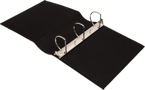Executive Binder, Heavy Duty 3" Inch, English Leather, Hand Stitching, Ribbed Spine, Black and Gold