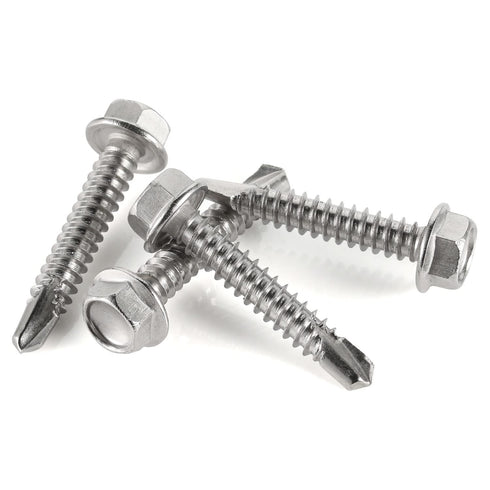 #14 x 1-1/2" Hex Washer Head Self Drilling Screws, 410 Stainless Steel, 50 PCS Self Tapping Sheet Metal