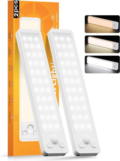 Under Cabinet Rechargeable Dimmable Lighting: 3 Color Temperature Motion Sensor Lights Indoor
