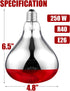 VORIGY 250W R40 Bulbs, 8000 E26 4 Pack Red Heat Lamp Hours Rated, Infrared Flood Light, Brooder Heating Lamp