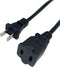 Short Extension Cord 2 Foot, 18 AWG Small 2 Prong Power Cable, Black Male to Female Outlet Saver for Indoor Use