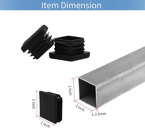 WZB 1 Pack 1x1 Square Tube End Cap Plastic Plugs, 12 Pack, 1x1 Inch Square Tubing Plug, Fence Post Pipe Cap Cover