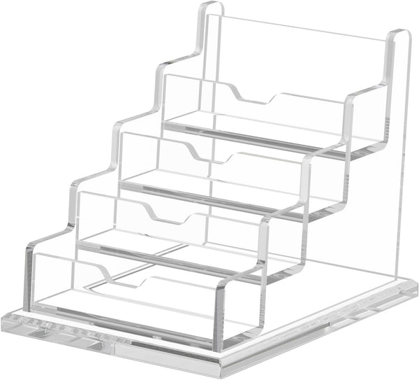 NIUBEE Clear Business Card Holders, 4 Tier Acrylic Display for Business Cards, 4 Slots, 300 Card Capacity, 1 Pack