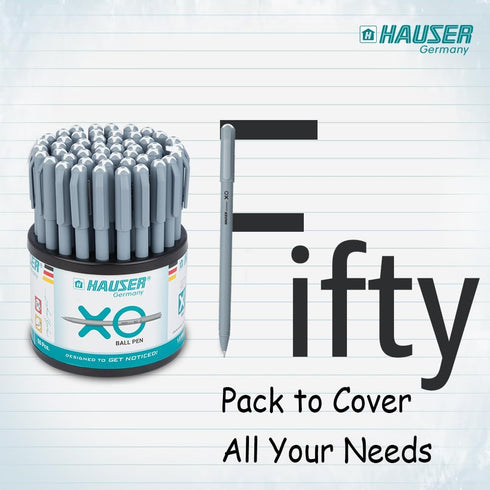 HAUSER XO Black Ballpoint Pens - 50 Pc, 1.00 MM Bold Matte Pens for Back To School and Office Supplies