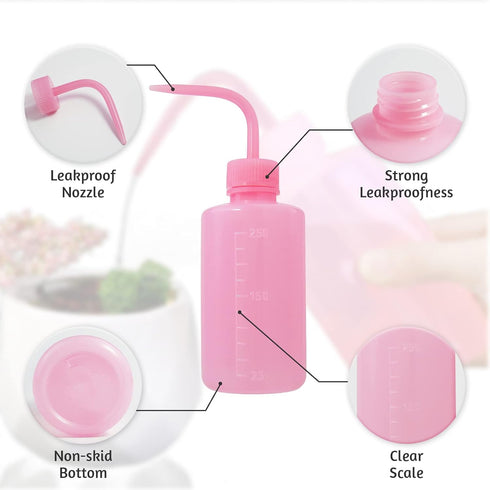 4 Packs Wash Bottle Plastic Tattoo Wash Bottle, Water Squirt Bottle, Squeeze Diffuser Bottle (Pink)