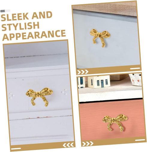 4pcs ibasenice Elegant Bow Drawer Pulls Decorative Brass Knobs for Cabinets and Dressers Ergonomic Design Suitable