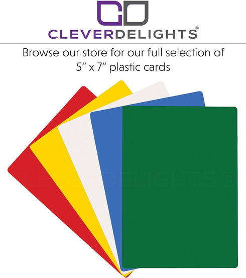CleverDelights 5" 7" 100 Pack 5x7 Inch White Plastic Cards - x - - Waterproof Heavy Duty Card