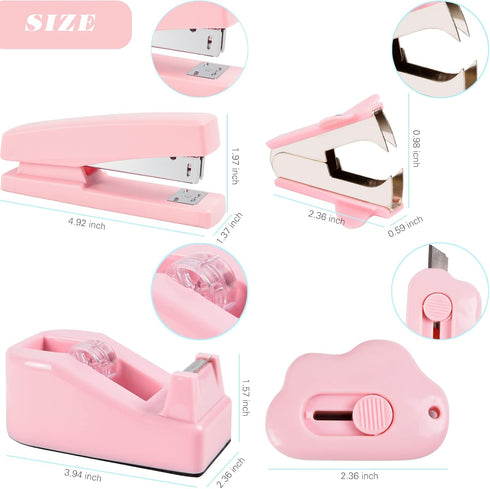 Desk Accessory Kit, Includes Stapler, Staples, Remover, Tape Dispenser, Scissors, Paper Clips, Hole Punch