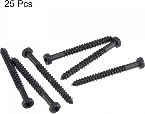 uxcell 25pcs Hex Lag Screws 1/4" x 2-1/2" Carbon Steel Phillips Head Half Thread Self-Tapping Bolts for Deck Building