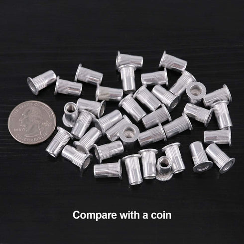 Keadic 100Pcs M5 Metric Rivet Nuts, Aluminum Flat Head Threaded Insert Nutserts for Automotive and Furniture Decoration