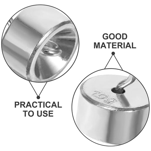 50pcs 10g Set 500g Luxshiny Chrome-Plated Hook Weights for Physics Experiments, Total Calibration Weight Kit