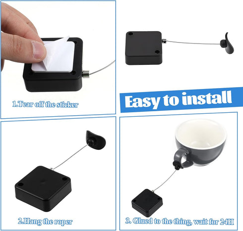 Psyqtsuary 6.5 TV Remote Tether ft Retractable Remote Control Tether Security Lanyard Lock with Adjustable Cable Leash