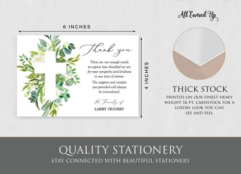 All Ewired Up Personalized Christian Funeral Thank You Cards with Cross, Religious, Sympathy Acknowledgement Cards
