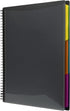 JAM PAPER Plastic Multi Pocket Folder, 12 Pocket Organizer with Zipper Pouch, Smoke Grey with Colorful Tabs