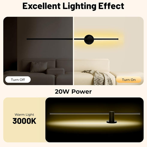 YUASDUU 40In 20W 3000K Modern Hardwired Wall Sconce, LED Linear Wall Light Warm White Acrylic Indoor Wall lamp Warm