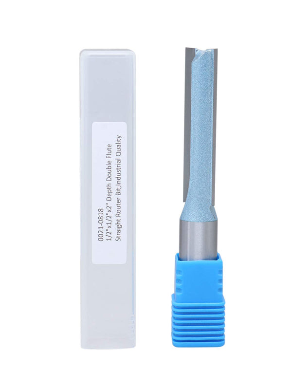 Accusize Industrial Tools 1/2'' Cutting Dia. x 2'' Flt Length x 1/2'' Shank Double Flute Extra Long Router Bit