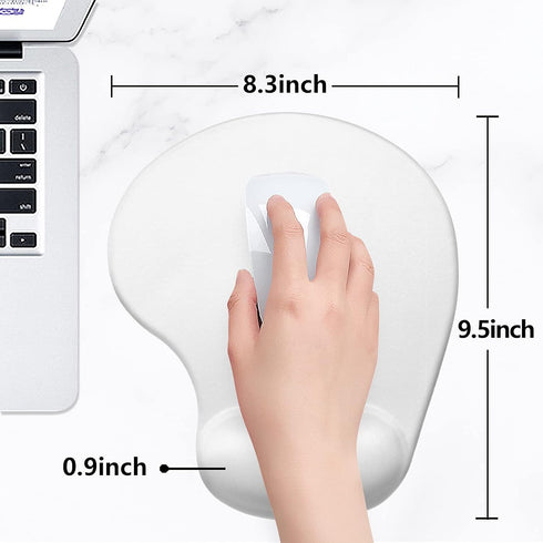 Hsurbtra Ergonomic Mouse Pad with Wrist Rest Support, Ivory White Gel Mouse Pad, Non-Slip PU Base, Memory Foam Mat