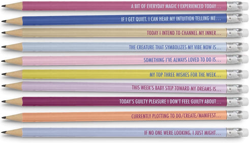 Em & Friends Intuitive Journaling Pencils: Wishes, Secrets, and Dreams Pencil Set, 10 Pencils with Journal Prompts by Em & Friends
