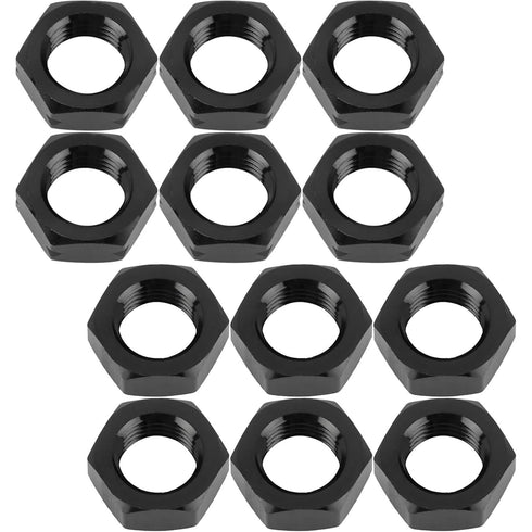 Speedway Motors Black Aluminum Jam Nuts, 3/8-24 Thread, 12 Pack