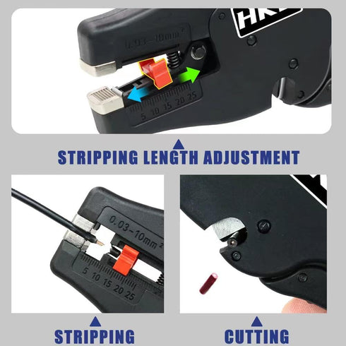 HKS Automatic Wire Stripper Tool - 2 in 1 for 32-7 AWG Wire Stripping & Cutting, Length Range 0.25-1 inch