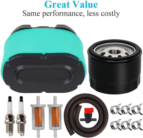 792105 Air Filter and 696854 Oil Filter Kit Compatible with Briggs and Stratton 407777, 445877 Engine, John Deere D170,