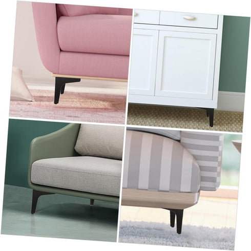 FUTUREORYY 4pcs 17cm Black Metal Triangle Furniture Legs Coffee Table Legs Sofa Support Cabinet Replacement Parts