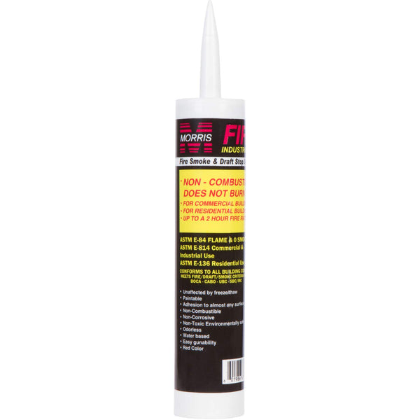 Morris Products Red Fire Stop Caulk, 10.3 Fl. Oz. Tube, Non-Intumescent, Water Resistant, Paintable