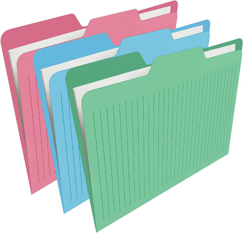Find It File Folders - 12 Pack Tabbed, Letter Size, Double-Sided, Ruled Filing Folders for Office, School,