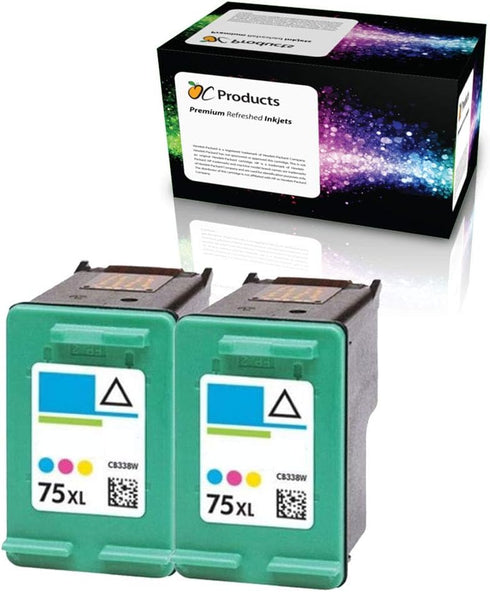 Refilled HP 75XL Ink Cartridge Replacement for HP Officejet J6480 Photosmart C4400 Printers (2 Color)
