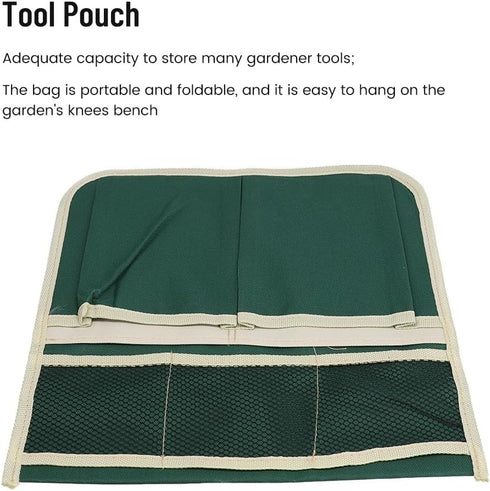 Tufgo Foldable Garden Kneeler Tool Bag with Side Pockets Portable Oxford Cloth Storage Pouch for Outdoor Yard Work