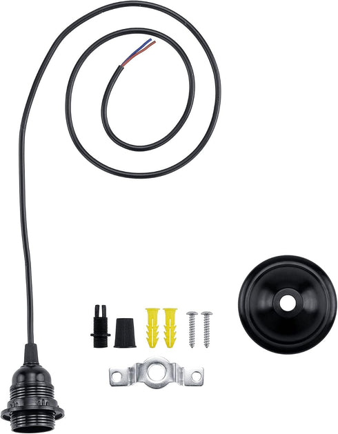 4 Pack E26/E27 ACBungji Industrial Mini Pendant Light Kit, Base Lampholder Pendant Light Cord Adjustable Hanging Light