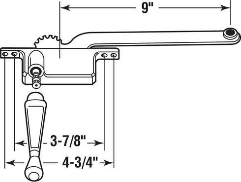 Prime-Line MP3517 Casement Operator, 9 In. Square Type, Left Hand, Bronze (Single Pack)
