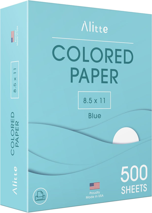 Alitte Colored Paper 500-Sheets - Blue Paper, 8.5 x 11 Colored Printer