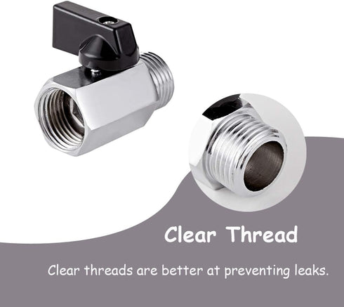 2 Pack Brass Mini Ball Valve, 1/2" NPT Female x Male Thread Shut-Off Valve