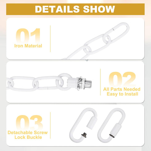 6 2 110 lbs PATIKIL ft Light Fixture Chain, Pcs Lighting Chain Metal Looping Link with Quick Link Screw Lock Connectors