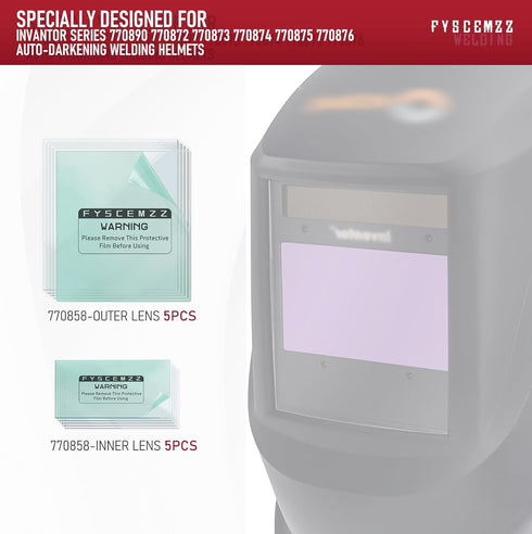 FYSCEMZZ 10PCS 770858 - Replacement Welding Helmet Clear Lens Kit for Inner and Outer Protective