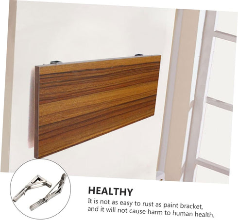 2pcs LALAFINA Stainless Steel Folding Triangle Brackets Heavy Duty Wall Mounted Shelf Support for Shelves Benches