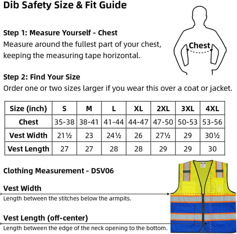 Reflective Mesh Vest High Visibility Two Tone with Pockets and Zipper Yellow and Blue Mesh with Orange Trim M