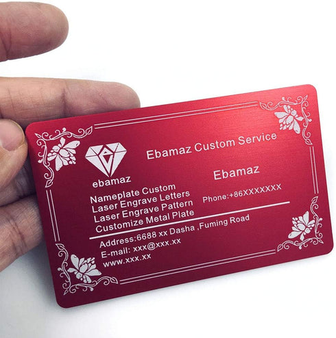 Metal Business Cards Anodized Aluminum Plaque Plate, 86X54X0.8mm (Red, Blank, 10PCS)